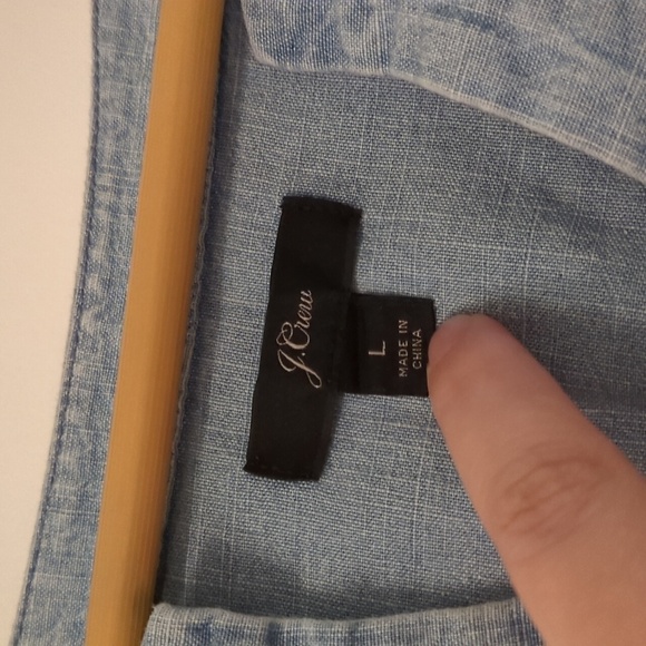 J Crew Lightly Distressed Peasant Cotton Boho Coastal Blouse Sz L - Picture 5 of 6